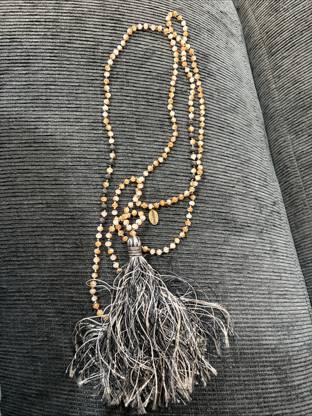 Zacasha Tassel Necklace Womens OS Black Gold Good Long Beaded Boho Statement